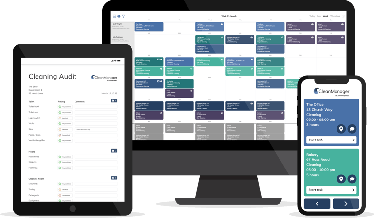 Cleanmanager software system on three devices