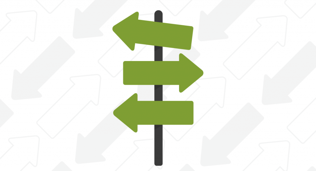 Grønne retningspile på et skilt