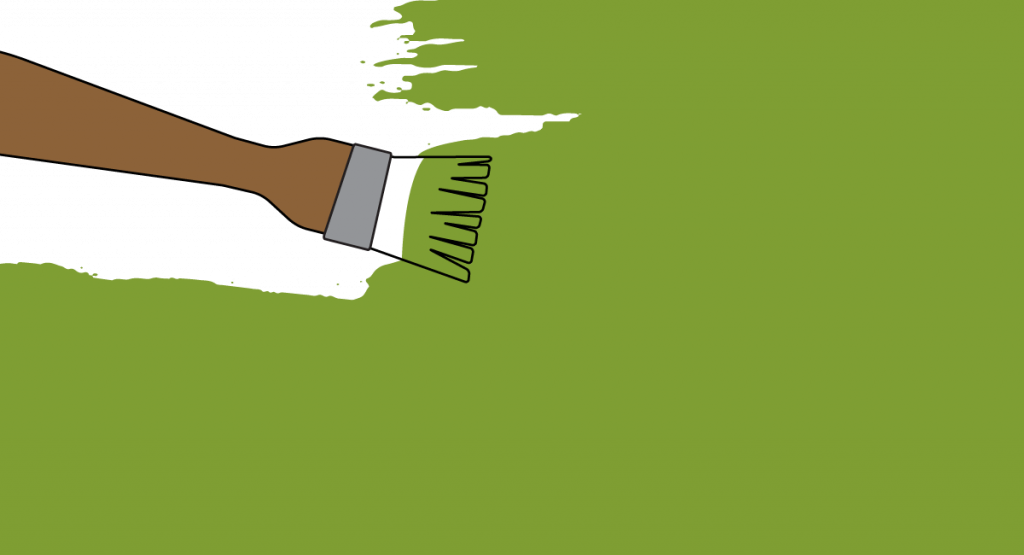 En hånd der maler billedet grønt
